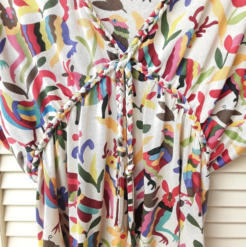 Nieves Lavi Anthro Animal Print Shirt Boho Silk - Picture 6 of 8